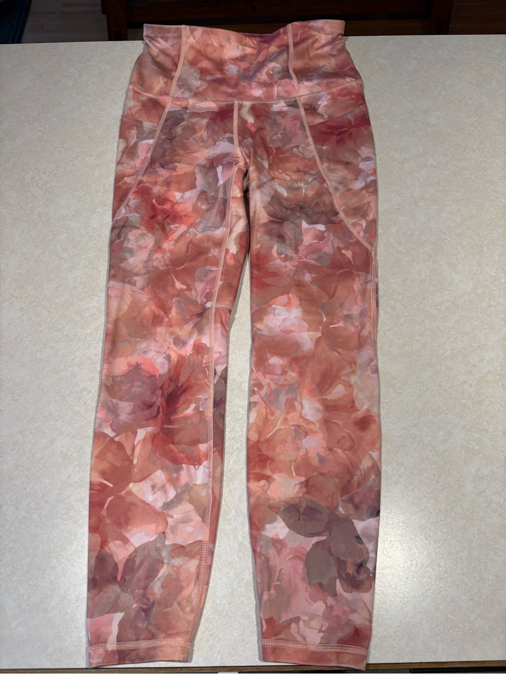 all in motion Watercolor Floral Leggings - Pink & Rust